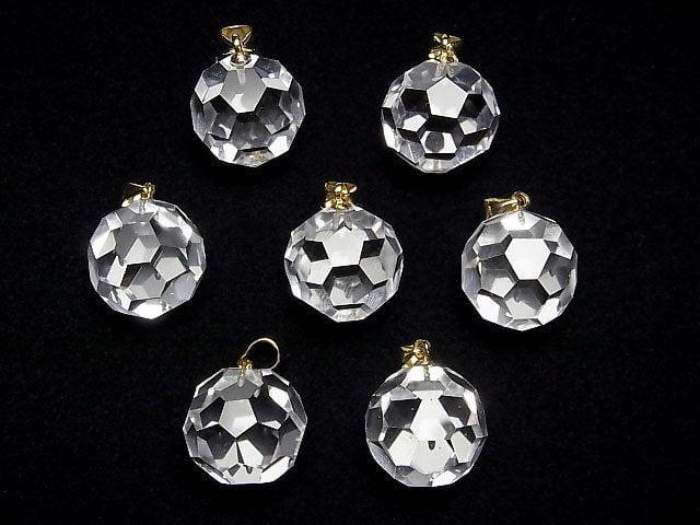 [Video] Crystal AAA+ "Buckyball" Faceted Round 16mm Pendant 14KGP 1pc