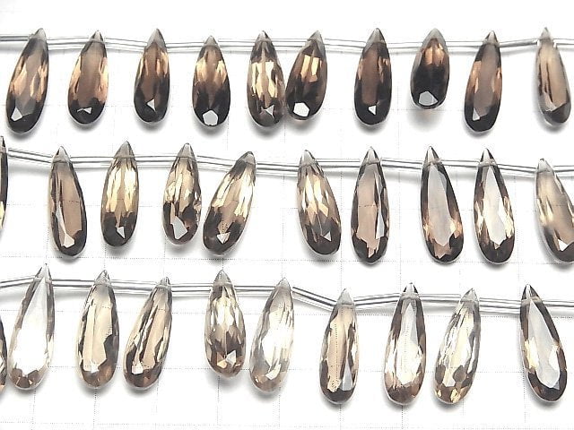 [Video] High Quality Smoky Quartz AAA Pear shape Faceted 20x6mm half or 1strand (8pcs)