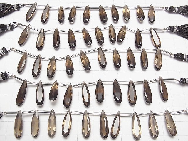 [Video] High Quality Smoky Quartz AAA Pear shape Faceted 20x6mm half or 1strand (8pcs)