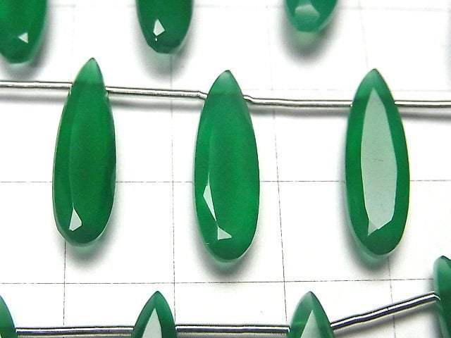 [Video]High Quality Green Onyx AAA Pear shape Faceted 20x6mm half or 1strand (8pcs)