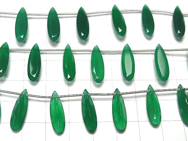 [Video]High Quality Green Onyx AAA Pear shape Faceted 20x6mm half or 1strand (8pcs)