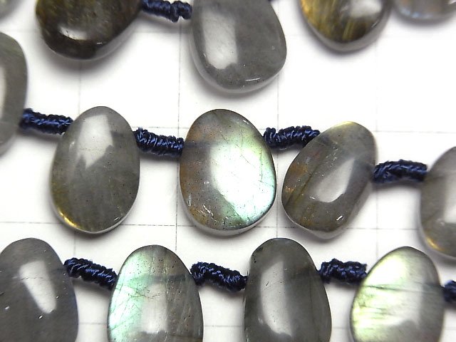 [Video] Labradorite AA ++ rough Pear shape half or 1strand beads (aprx.6inch / 16 cm)