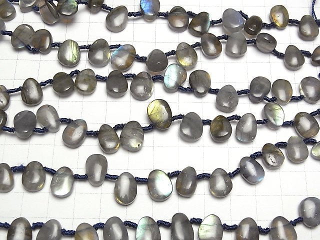 [Video] Labradorite AA ++ rough Pear shape half or 1strand beads (aprx.6inch / 16 cm)