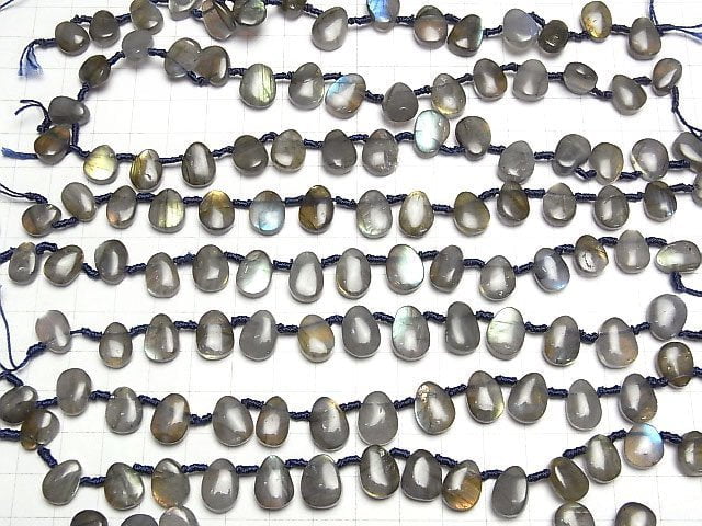 [Video] Labradorite AA ++ rough Pear shape half or 1strand beads (aprx.6inch / 16 cm)