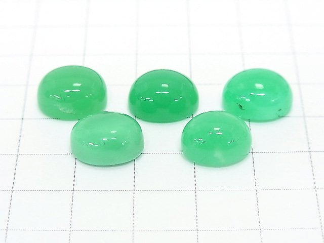 [Video] [One of a kind] Chrysoprase AA++ Oval Cabochon 11-12x10mm 5pcs set NO.14