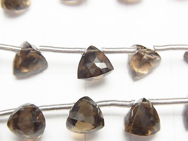 [Video] High Quality Smoky Quartz AAA 3D Triangle Cut 8x8x8mm 1strand (8pcs ).