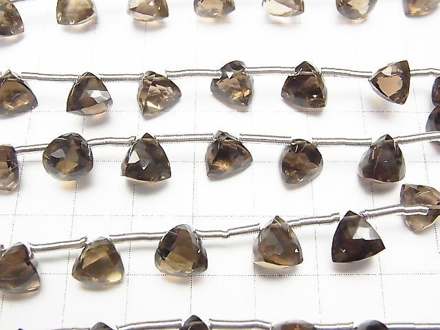 [Video] High Quality Smoky Quartz AAA 3D Triangle Cut 8x8x8mm 1strand (8pcs ).