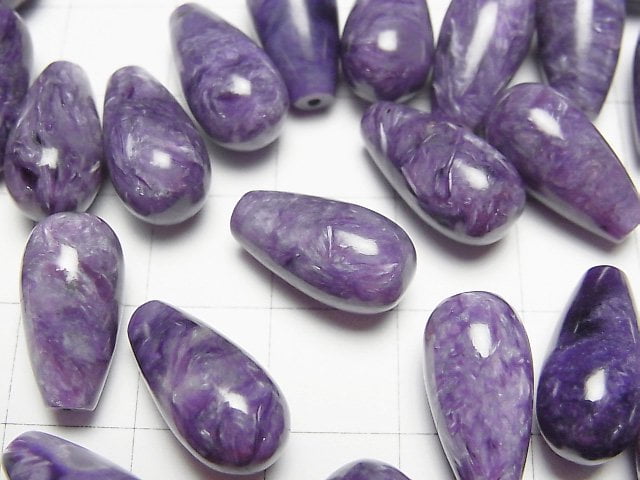 High quality Charoite AAA Drop (Smooth) 16 x 8 mm [Half Drilled Hole] 4pcs $29.99!