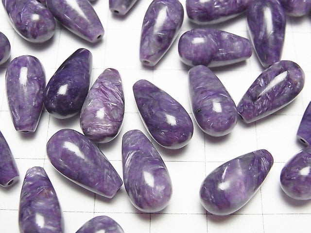 High quality Charoite AAA Drop (Smooth) 16 x 8 mm [Half Drilled Hole] 4pcs $29.99!