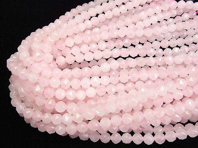 [Video] High Quality! Rose Quartz AA++ Star Faceted Round 8mm 1strand beads (aprx.15inch / 37cm)