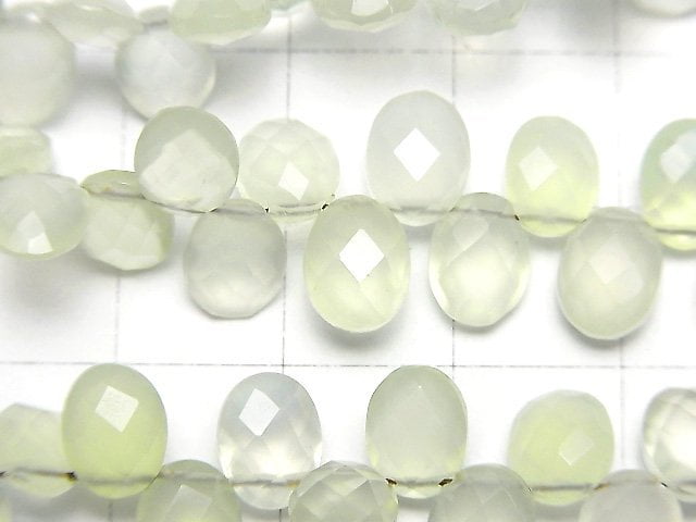 High Quality Light Green Chalcedony AAA Faceted Oval 8 x 6 x 3 mm half or 1 strand beads (aprx.7 inch / 17 cm)