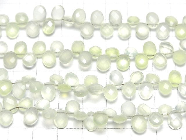 High Quality Light Green Chalcedony AAA Faceted Oval 8 x 6 x 3 mm half or 1 strand beads (aprx.7 inch / 17 cm)