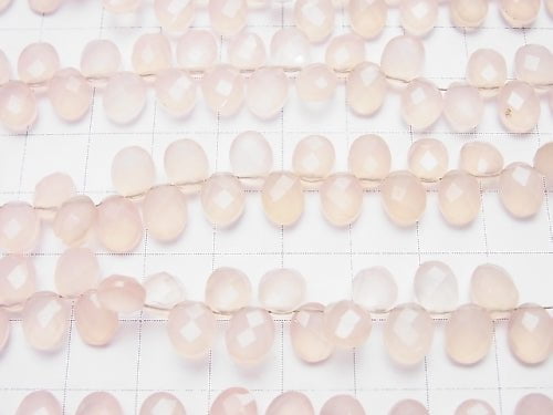 High Quality Pink Chalcedony AAA Faceted Oval 8 x 6 x 4 mm [medium color] half or 1 strand beads (aprx.7 inch / 17 cm)