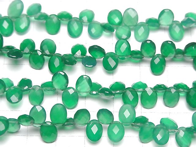 [Video] High Quality Green Onyx AAA Faceted Oval 8x6x4mm half or 1strand beads (aprx.7inch / 17cm)