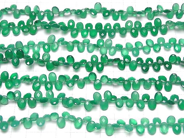 [Video] High Quality Green Onyx AAA Faceted Oval 8x6x4mm half or 1strand beads (aprx.7inch / 17cm)