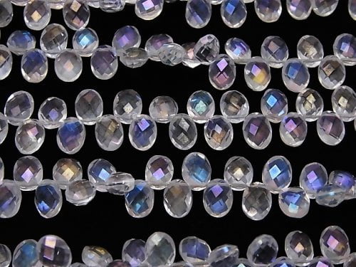 Aqua Crystal AAA Faceted Oval 8x6x4mm half or 1strand beads (aprx.7inch/17cm)