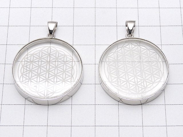 [Video] Crystal AAA Flower of Life Design Coin Pendant 32x32mm Silver925