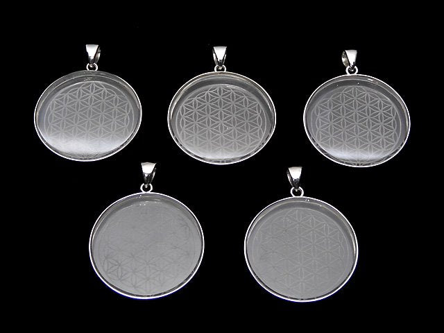[Video] Crystal AAA Flower of Life Designed Coin Pendant 32x32x5mm Silver925