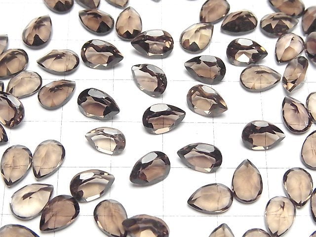 [Video]High Quality Smoky Quartz AAA Loose stone Pear shape Faceted 9x6mm 5pcs