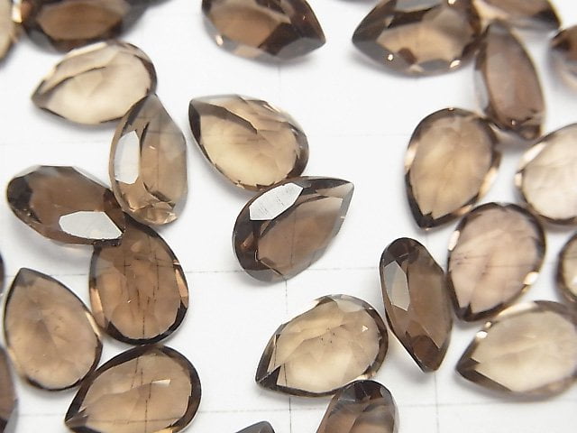 [Video] High Quality Smoky Quartz AAA Undrilled Pear shape Faceted 10x7mm 5pcs