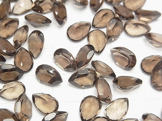 [Video] High Quality Smoky Quartz AAA Undrilled Pear shape Faceted 10x7mm 5pcs