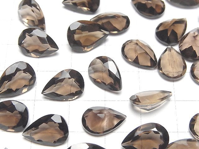 [Video]High Quality Smoky Quartz AAA Loose stone Pear shape Faceted 13x9mm 3pcs