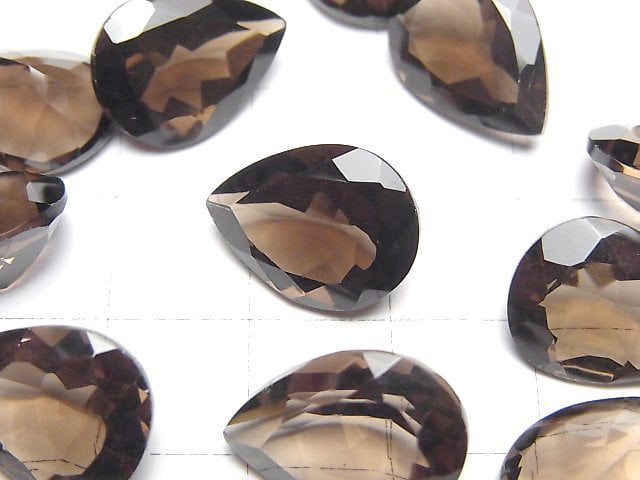 [Video]High Quality Smoky Quartz AAA Loose stone Pear shape Faceted 16x12mm 2pcs