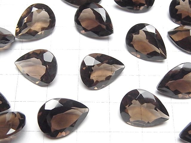 [Video]High Quality Smoky Quartz AAA Loose stone Pear shape Faceted 16x12mm 2pcs