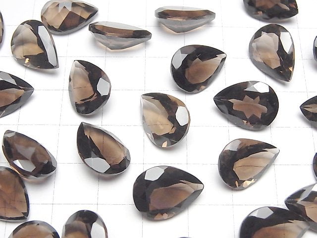 [Video]High Quality Smoky Quartz AAA Loose stone Pear shape Faceted 16x12mm 2pcs