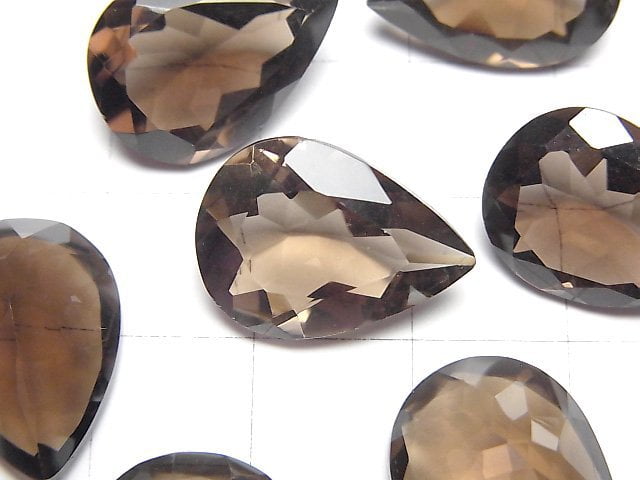 [Video]High Quality Smoky Quartz AAA Loose stone Pear shape Faceted 18x13mm 2pcs