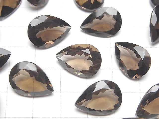 [Video]High Quality Smoky Quartz AAA Loose stone Pear shape Faceted 18x13mm 2pcs