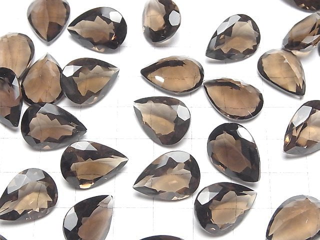 [Video]High Quality Smoky Quartz AAA Loose stone Pear shape Faceted 18x13mm 2pcs