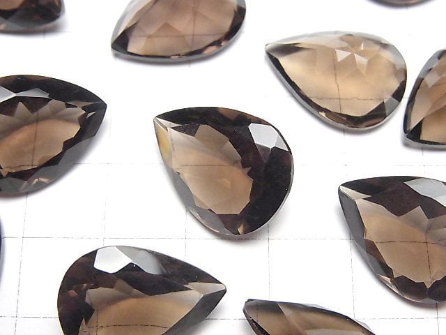 [Video]High Quality Smoky Quartz AAA Loose stone Pear shape Faceted 20x15mm 1pc