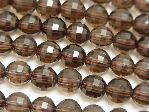 Faceted Round, Smoky Quartz Gemstone Beads