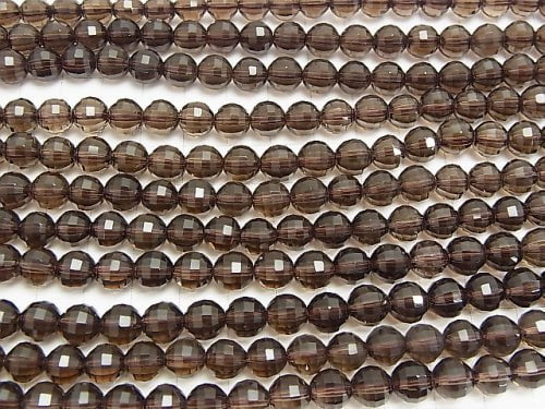 [Video] High Quality! Smoky Quartz AAA+ Mirror Faceted Round 8mm "Special cut" 1/4 or 1strand beads (aprx.15inch / 36cm)