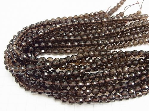 [Video] High Quality! Smoky Quartz AAA+ Mirror Faceted Round 8mm "Special cut" 1/4 or 1strand beads (aprx.15inch / 36cm)