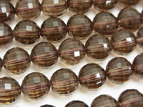 Faceted Round, Smoky Quartz Gemstone Beads