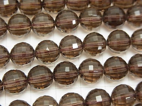 [Video] High Quality!  Smoky Quartz AAA Mirror Faceted Round 10mm  half or 1strand beads (aprx.15inch/37cm)