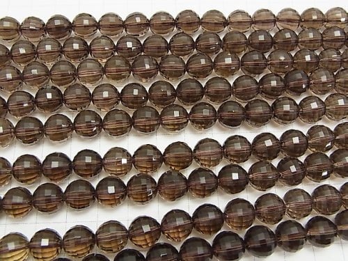 [Video] High Quality!  Smoky Quartz AAA Mirror Faceted Round 10mm  half or 1strand beads (aprx.15inch/37cm)