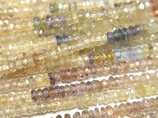[Video] High Quality Natural Multicolor Zircon AAA Faceted Button Rondelle Half or 1-Strand Beads (approx. 13 inches/33 cm)