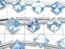 [Video] High Quality Swiss Blue Topaz AAA Diamond Princess Cut 8x8mm half or 1strand (8pcs)