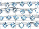 [Video] High Quality Swiss Blue Topaz AAA Diamond Princess Cut 8x8mm half or 1strand (8pcs)