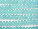 [Video] Sea blue Chalcedony AAA Faceted Button Rondelle 8 x 8 x 5 mm 1/4 or 1strand beads (aprx.15 inch / 38 cm)