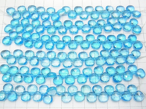 [Video] High Quality Swiss Blue Topaz AAA Chestnut Faceted Briolette 8 x 8 x 4 mm 2 pcs or 1 strand beads (aprx. 4 inch / 11 cm)