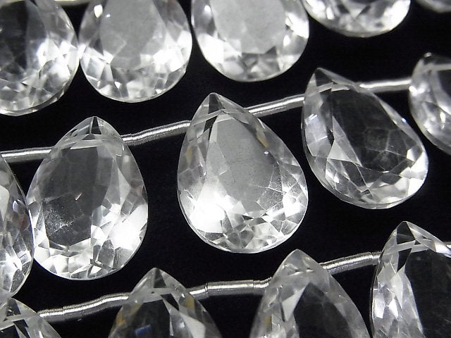 Crystal Quartz, Pear Shape Gemstone Beads