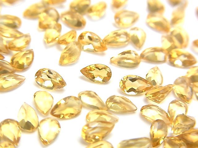 [Video]High Quality Citrine AAA Loose stone Pear shape Faceted 5x3mm 10pcs