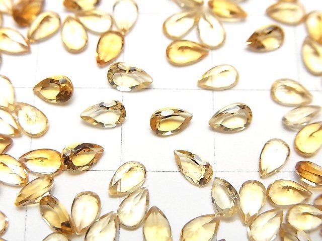 [Video]High Quality Citrine AAA Loose stone Pear shape Faceted 5x3mm 10pcs