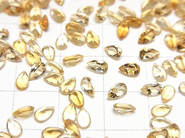 [Video]High Quality Citrine AAA Loose stone Pear shape Faceted 5x3mm 10pcs