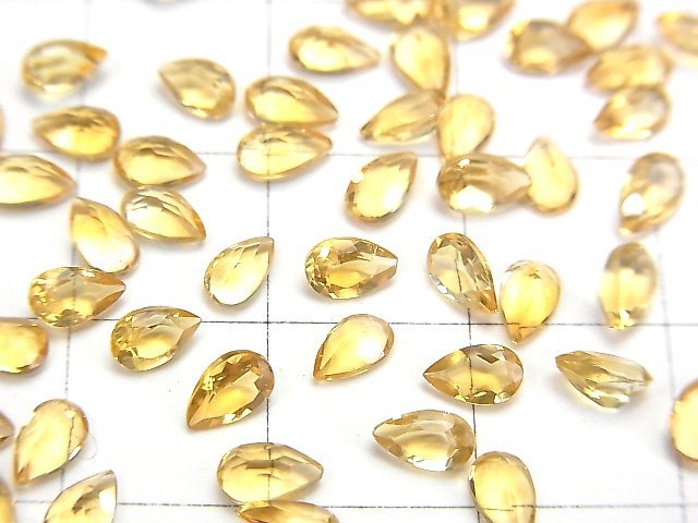 [Video]High Quality Citrine AAA Loose stone Pear shape Faceted 5x3mm 10pcs