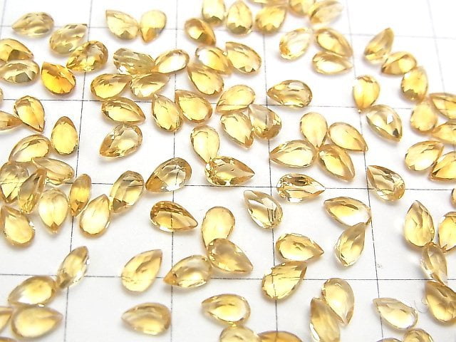 [Video]High Quality Citrine AAA Loose stone Pear shape Faceted 5x3mm 10pcs